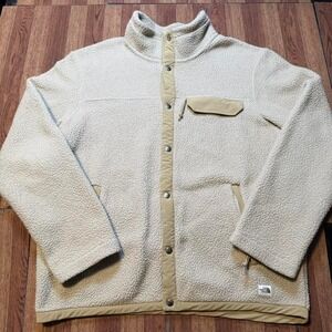 The North Face Beige Cream Sherpa Fleece Snap Button Jacket Large